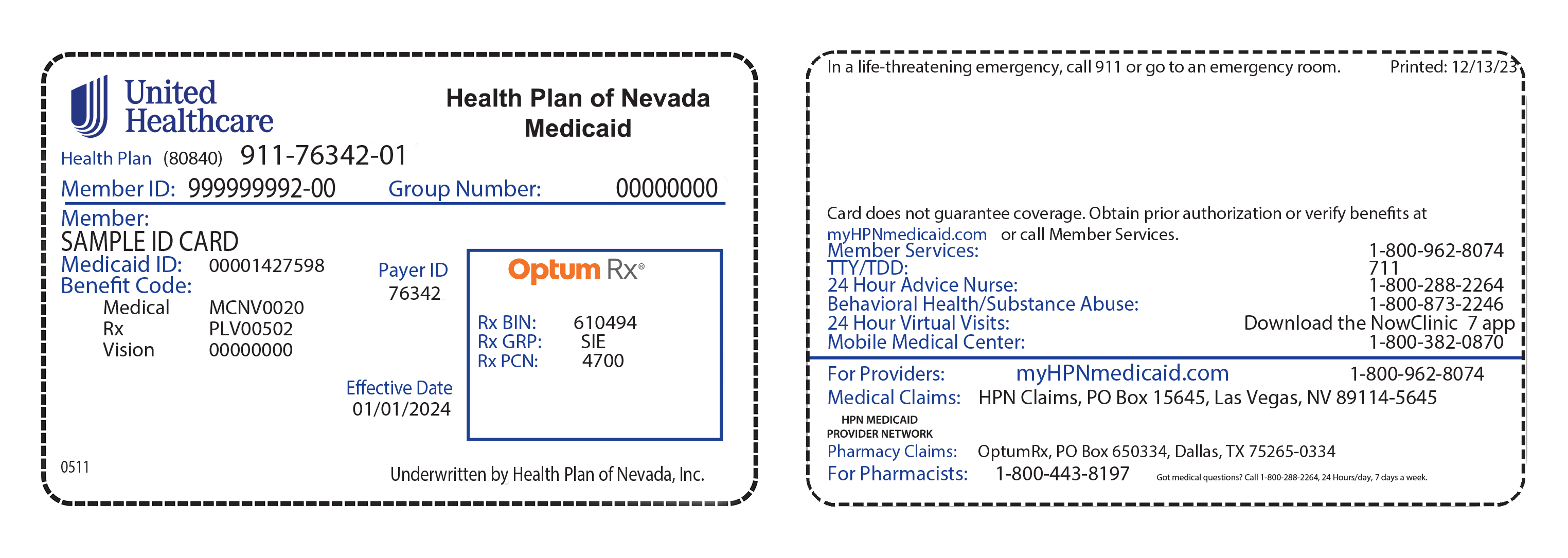 Health Plan ID Card - Member - Home