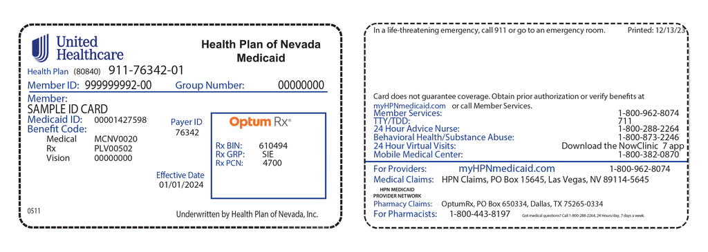 Health Plan Id Card - Member - Home