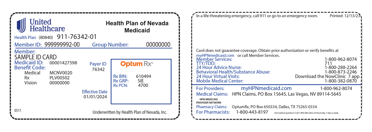 Health Plan ID Card - Member - Home