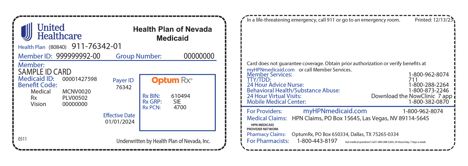 Health Plan ID Card - Member - Home