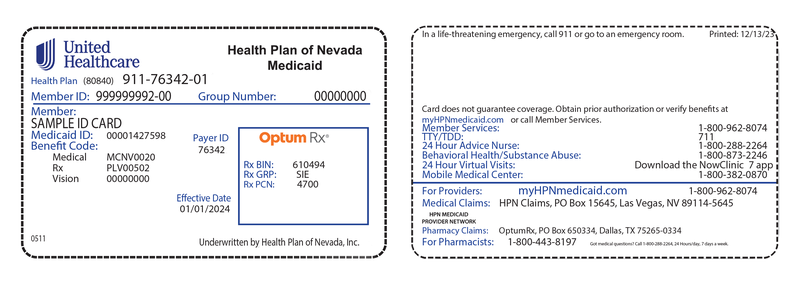 Health Plan ID Card - Member - Home