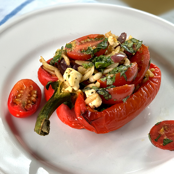 Easy Mediterranean Stuffed Red Peppers